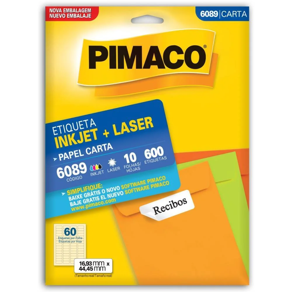 Etiqueta Carta 6089 10 Fls 16,93 X 44,45 Mm Pimaco (Ct.c/600) - imagem 2