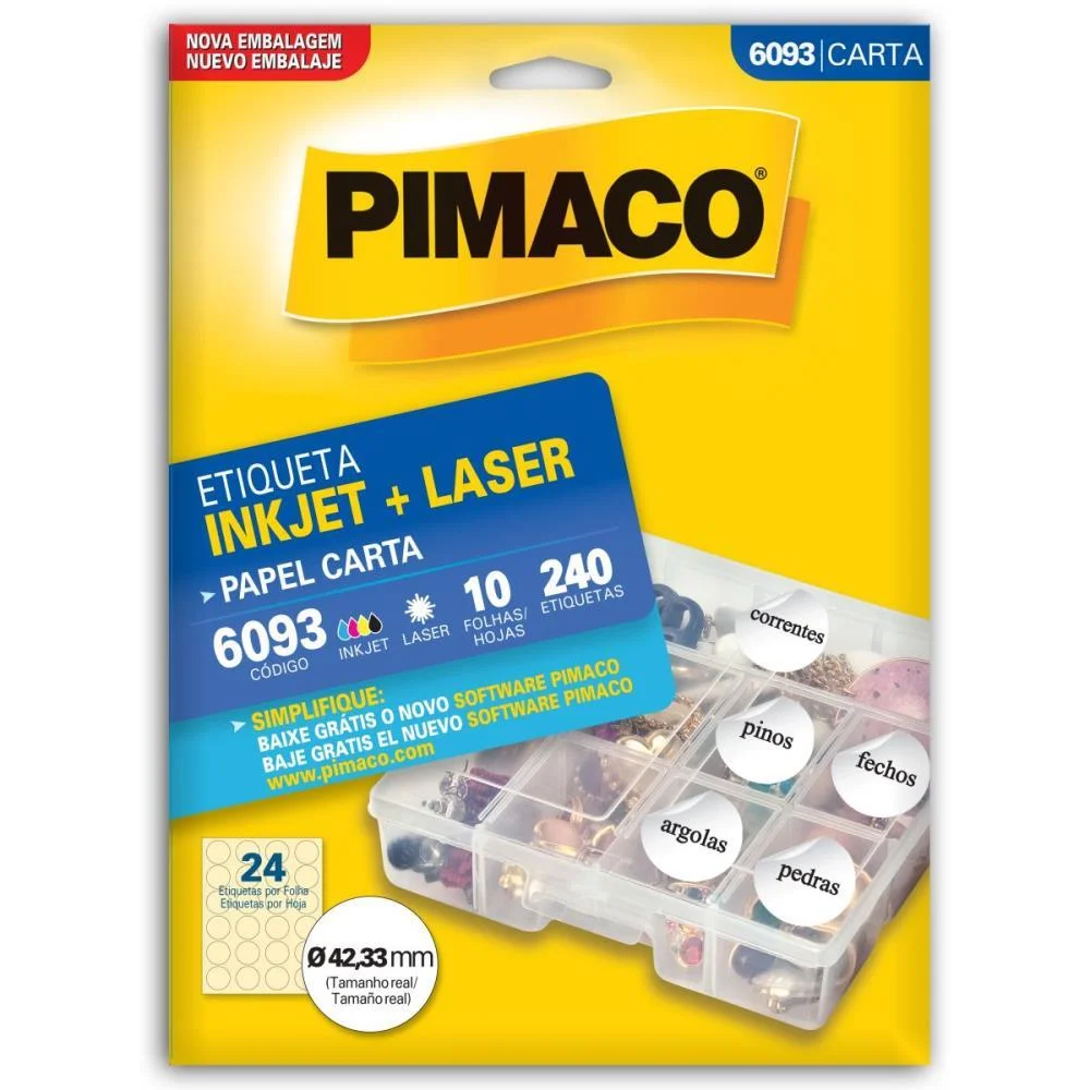 Etiqueta Carta 6093 Redonda 10 Fls 42 Mm Pimaco (Ct.c/240) - imagem 3