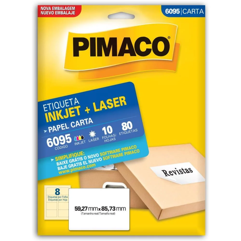 Etiqueta Carta 6095 10 Fls 59,27 X 85,73 Mm Pimaco (Ct.c/80) - imagem 2