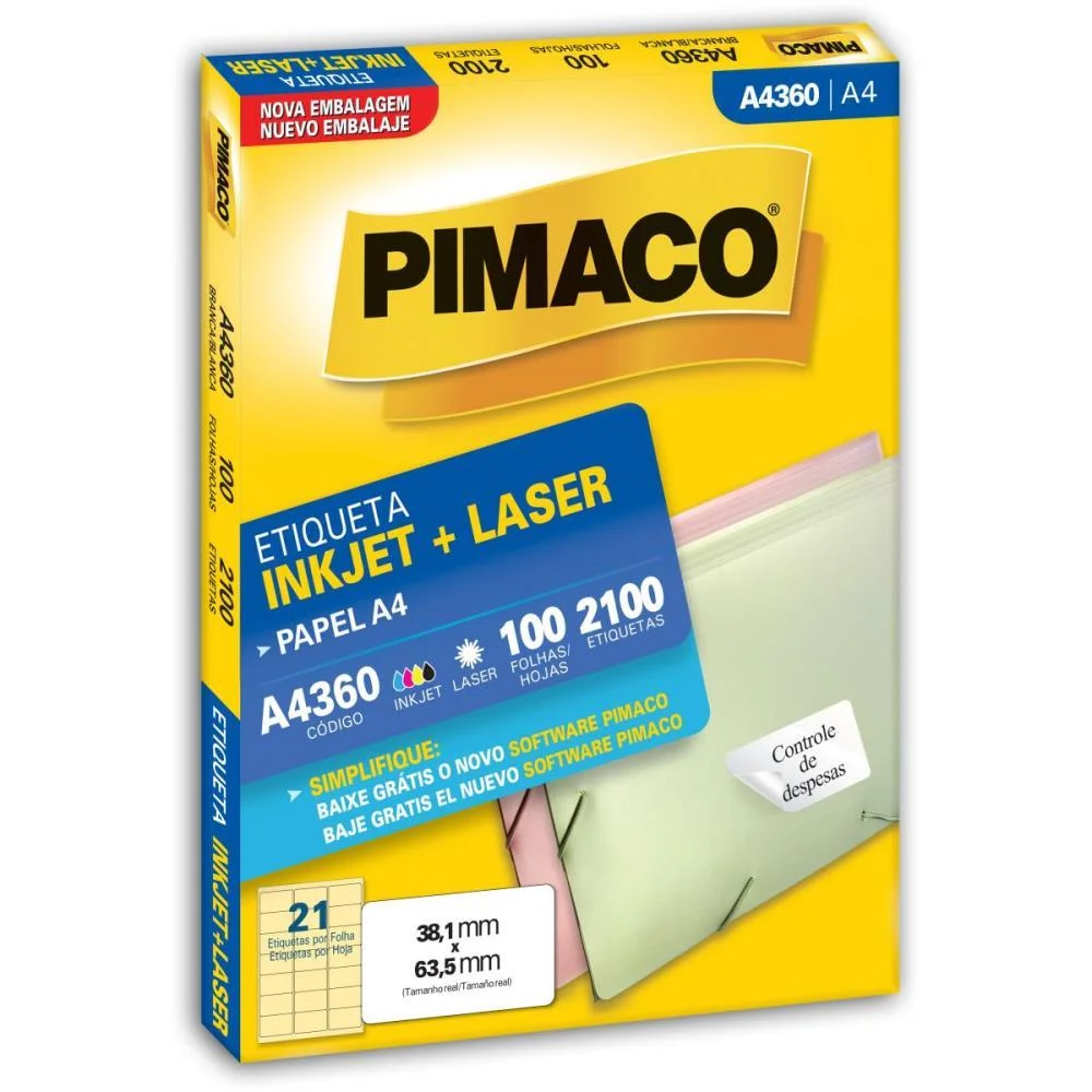 Etiqueta A4 A4360 100 Fls 38,1 X 63,5 Mm Pimaco (Cx.c/2100) - imagem 3