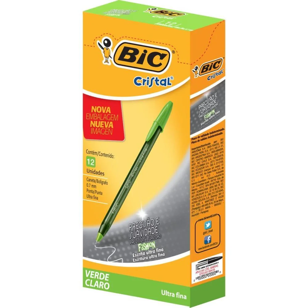 Caneta Esferografica Cristal Fashion Fine Verde Bic (Cx.c/12) - imagem 2