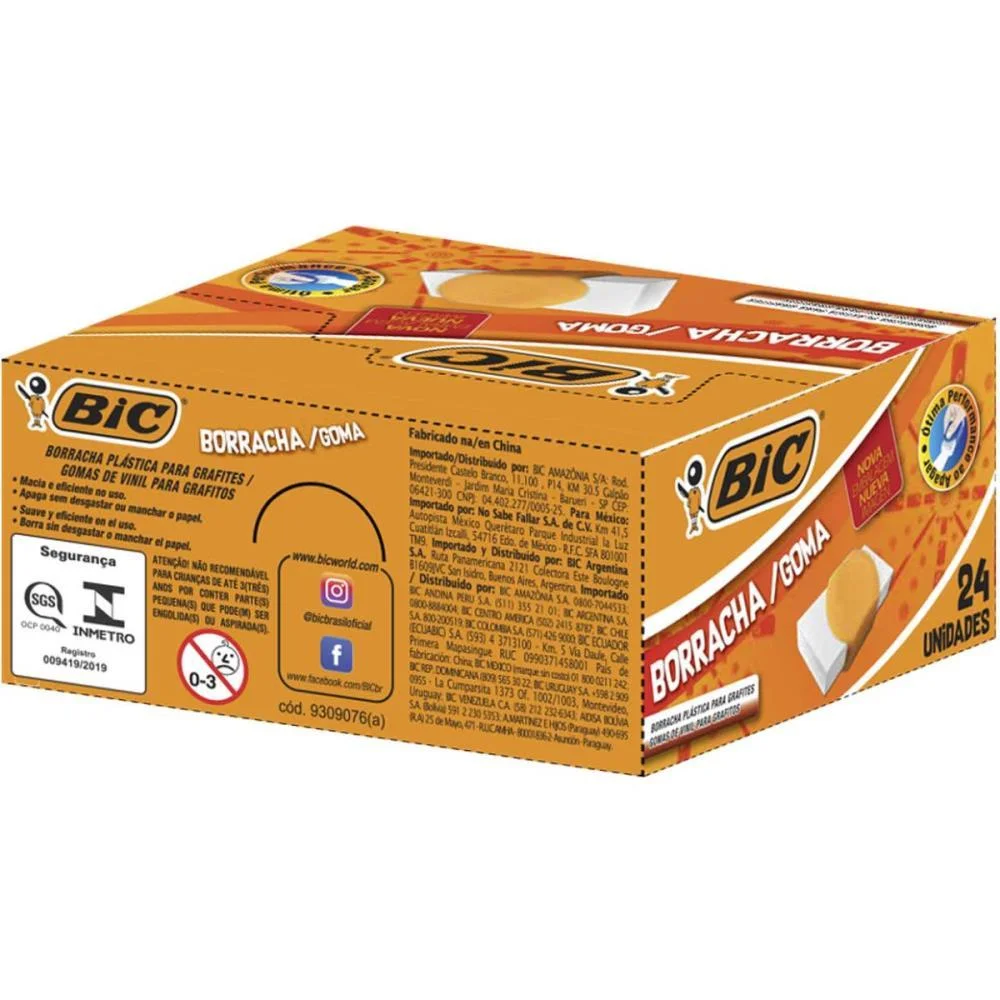 Borracha Branca Eraser Capa Plastica Laranja Bic C/ 24 Unidades - imagem 4