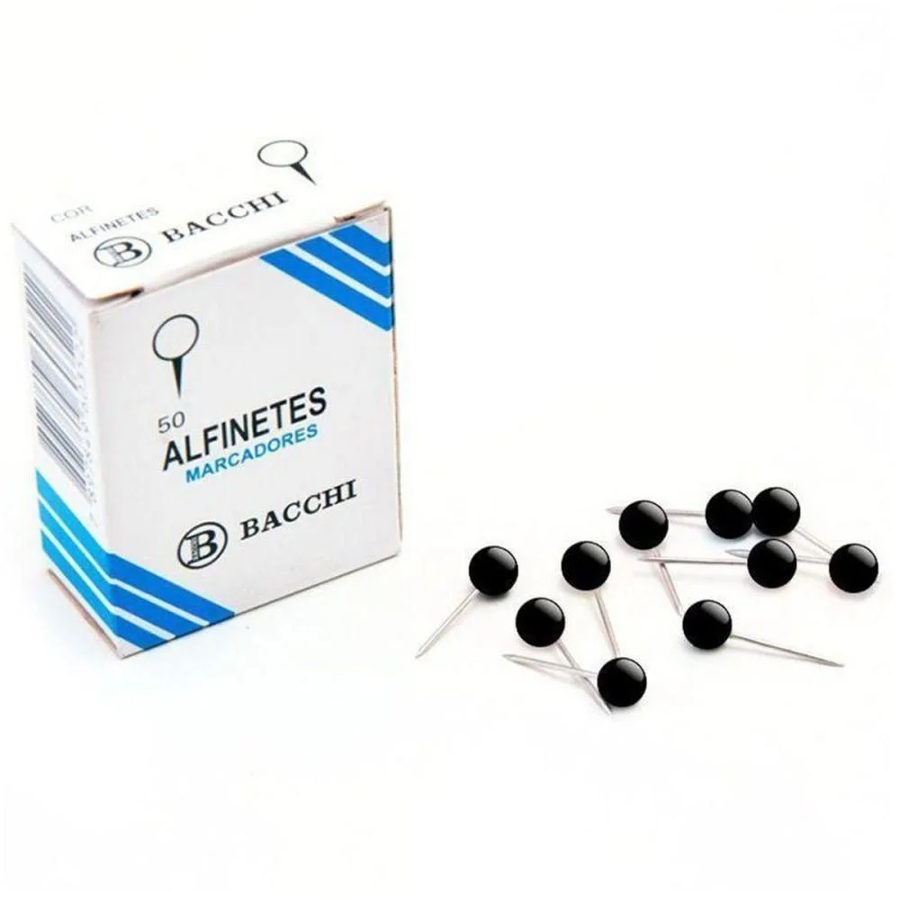 Alfinete Mapa Preto Cx.c/50Pcs. Bacchi (Pct.c/10) - imagem 3