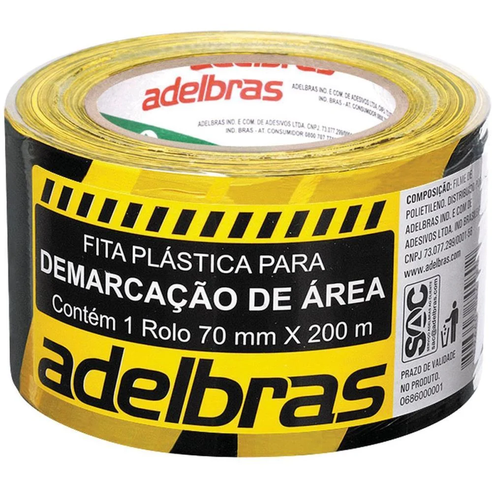 Fita Para Demarcacao De Area Zebrada Rc 70Mmx200Mx0,04Mm Adelbras - imagem 3