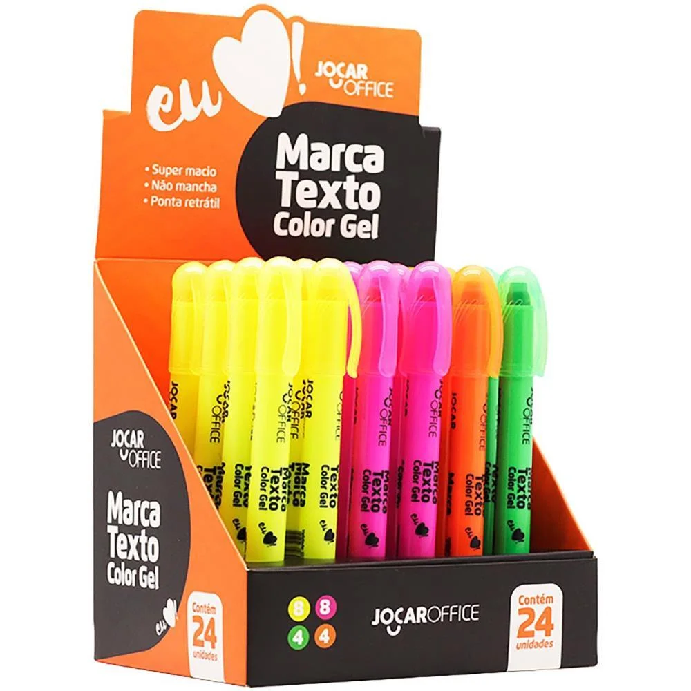 Caneta Marca Texto Gel Jocar Office 4 Cores Leonora C/ 24 Unidades - imagem 4