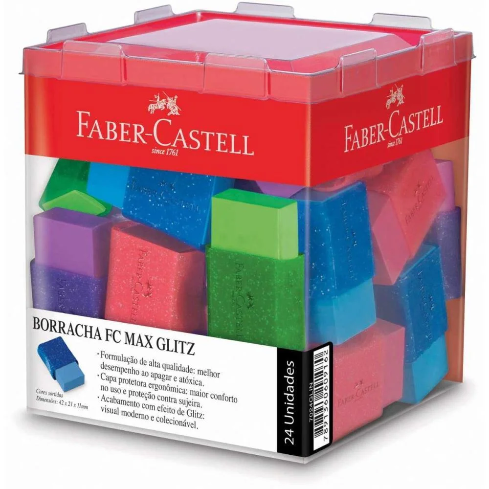 Borracha Colorida Fc Max Glitz 6 Cores (S) Faber-Castell C/ 24 Unidades - imagem 3