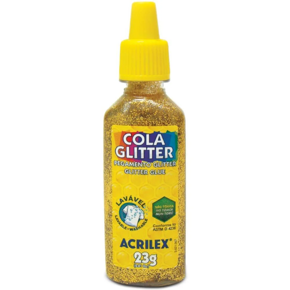 Cola Com Glitter Tubo 23G. Ouro Acrilex (Duzia) - imagem 3