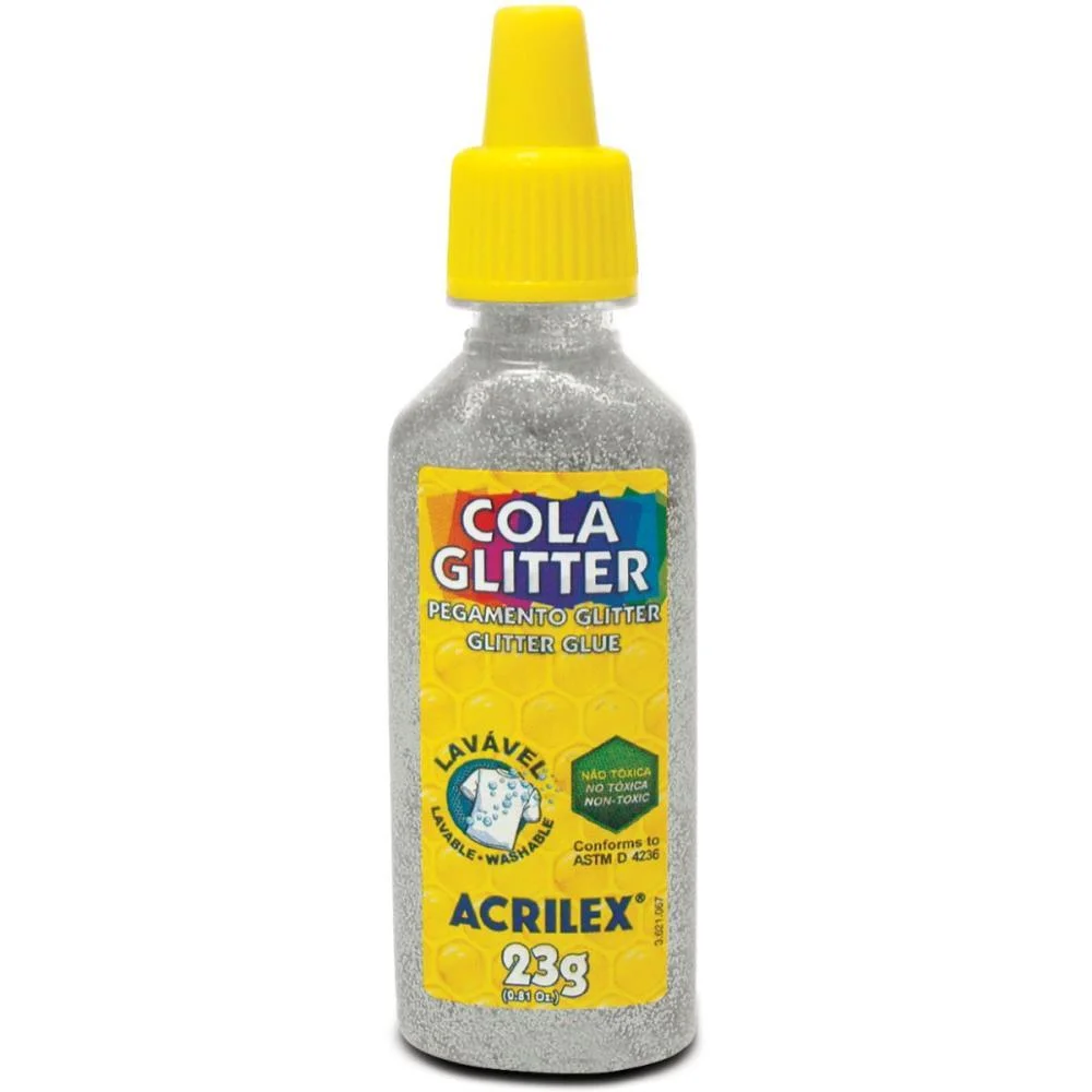 Cola Com Glitter Tubo 23G. Prata Acrilex (Duzia) - imagem 2
