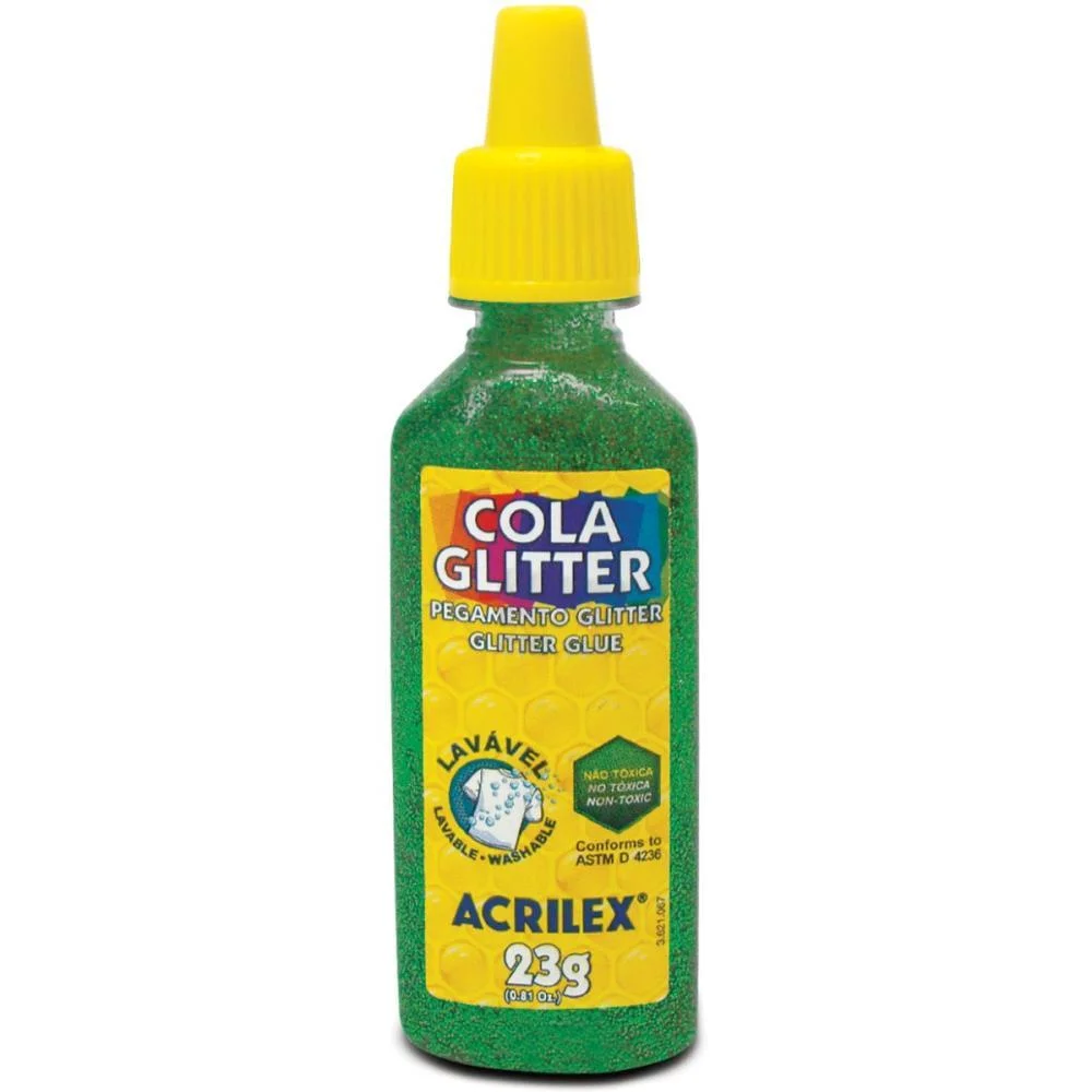 Cola Com Glitter Tubo 23G. Verde Acrilex (Duzia) - imagem 3