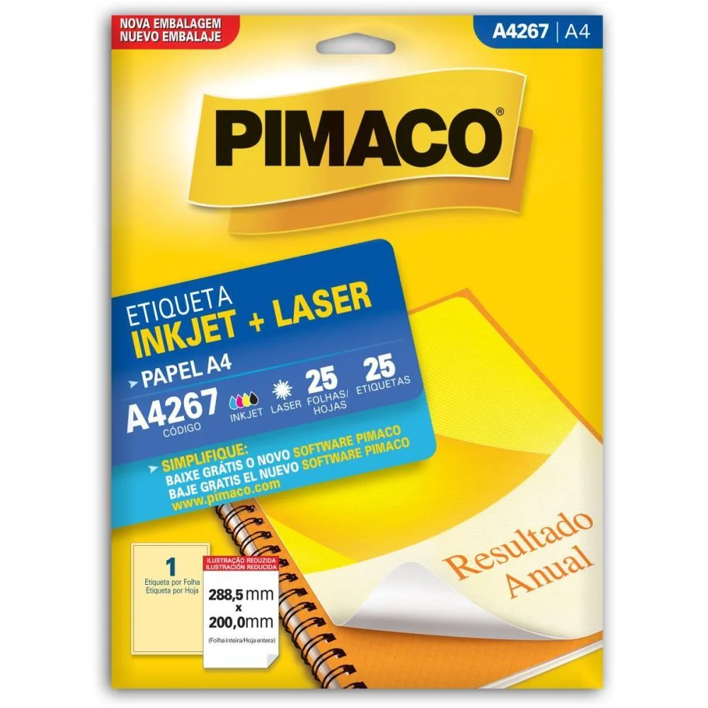Etiqueta A4 A4267 25 Fls 288,5 X 200,0 Mm Pimaco (Ct.c/25) - imagem 2