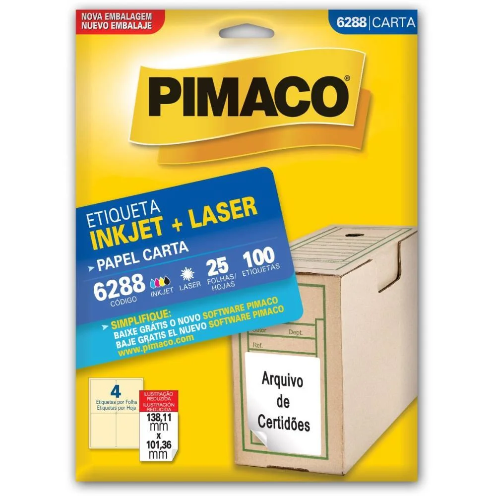 Etiqueta Carta 6288 25 Fls 138,11 X 101,36 Mm Pimaco (Ct.c/100) - imagem 3