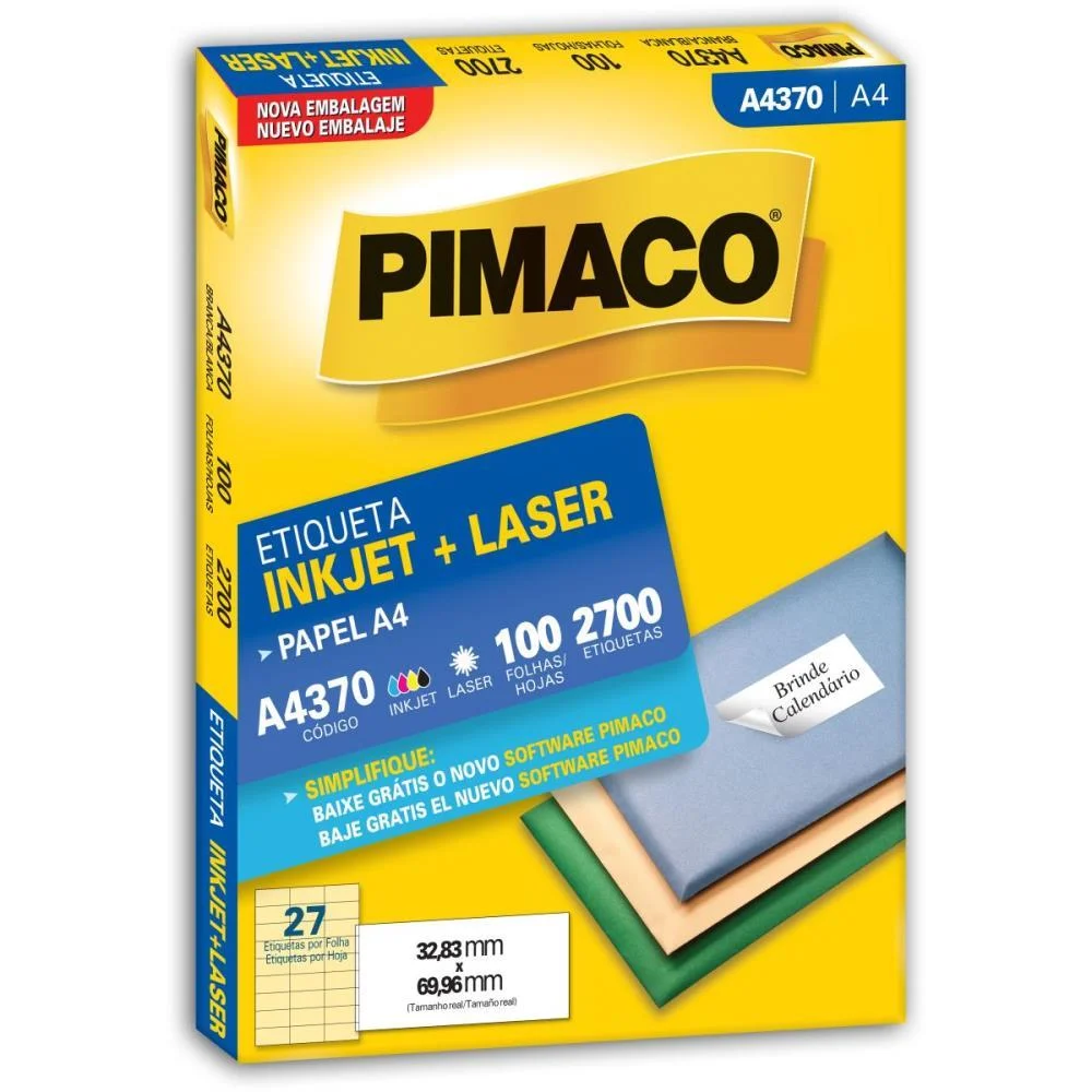 Etiqueta A4 A4370 100 Fls 32,83 X 69,96 Mm Pimaco (Cx.c/2700) - imagem 3
