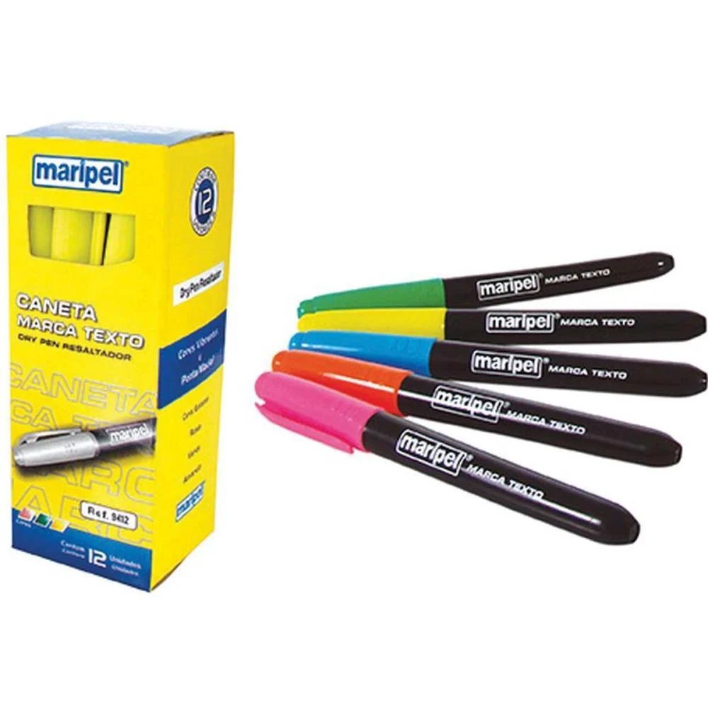 Caneta Marca Texto Dry Pen Rosa Maripel (Cx.c/12) - imagem 2