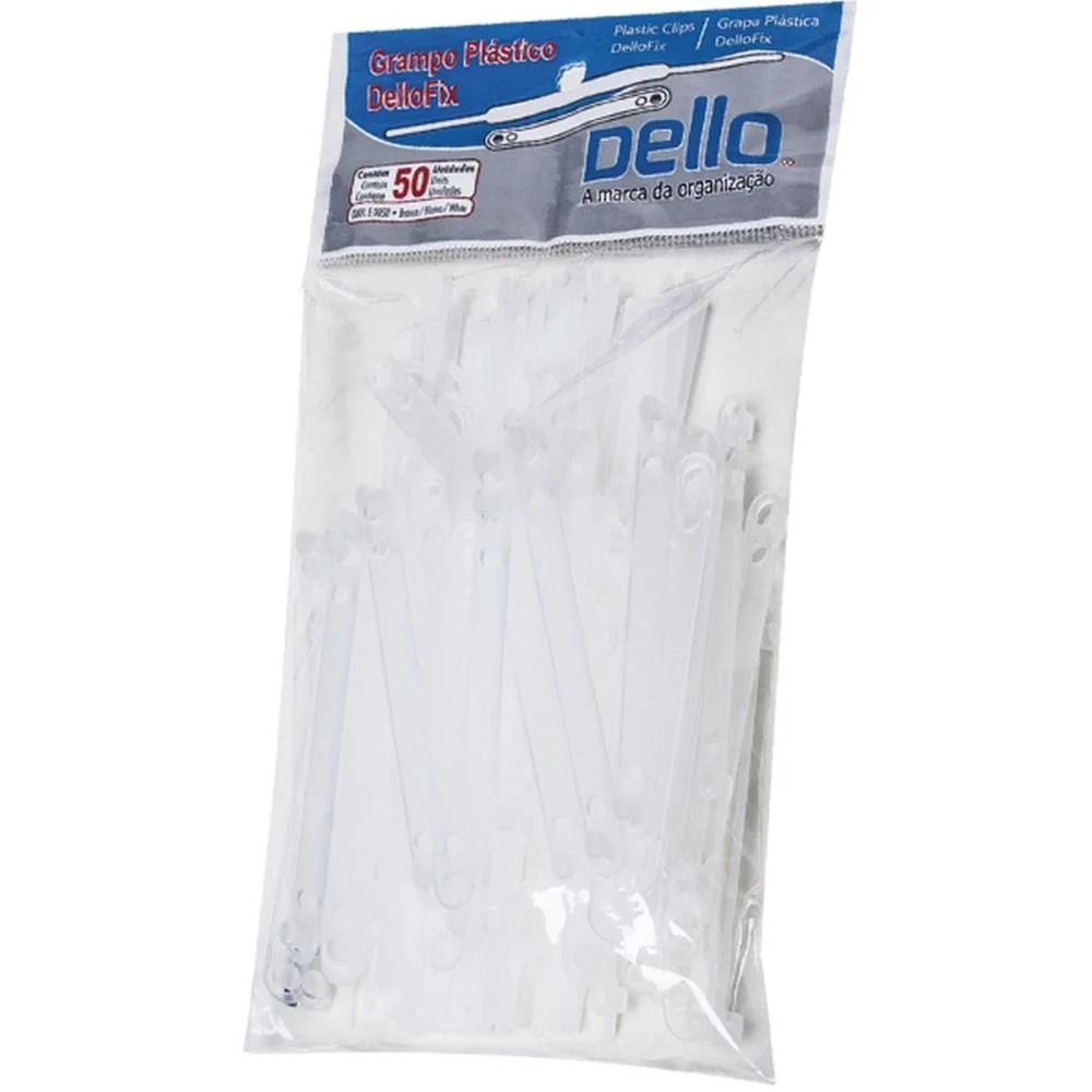 Grampo Trilho Plastico Dellofix Branco Dello (Pct.c/50) - imagem 2