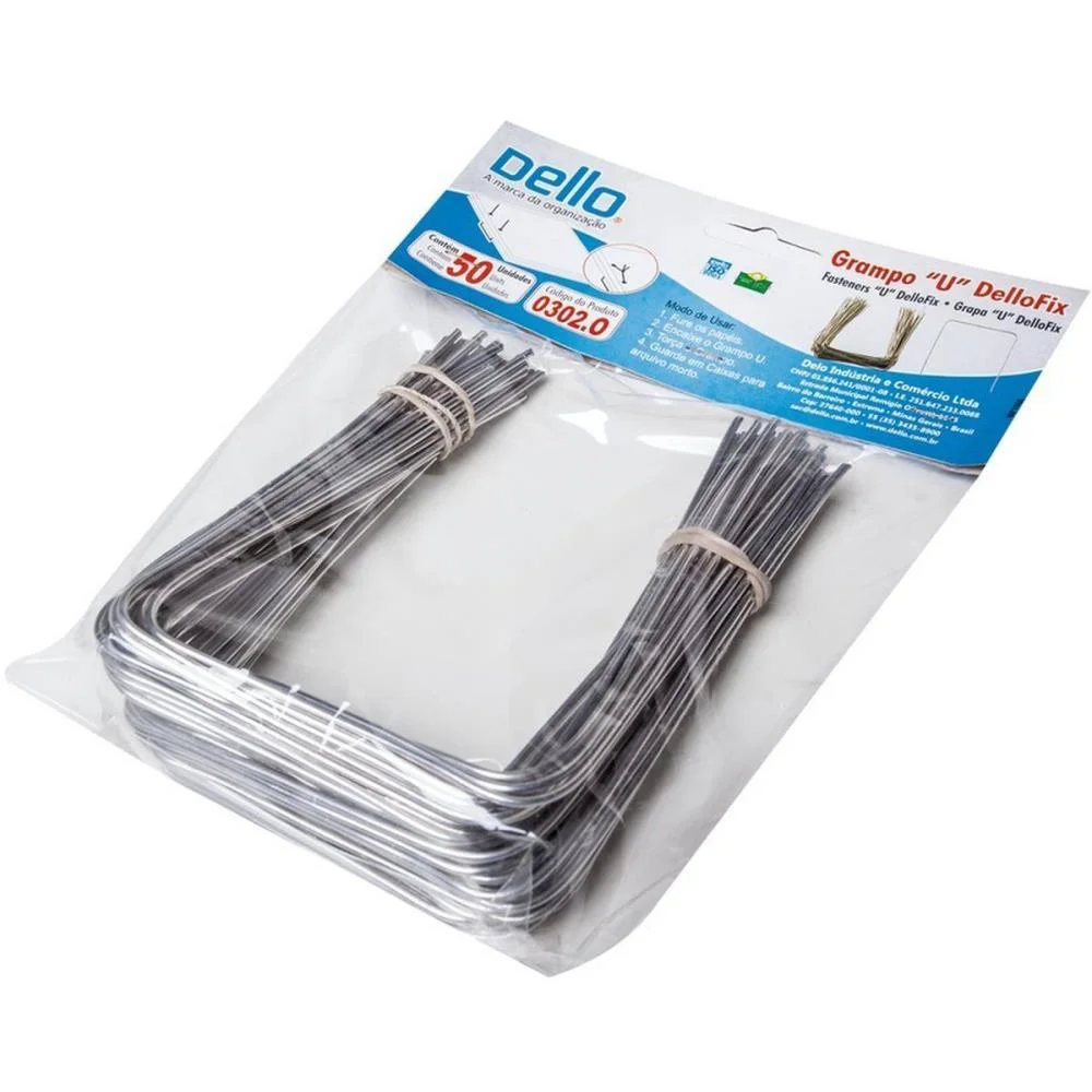 Grampo Trilho Metal Grampo U S/Trilho Prata C/50U Dello (Pacote) - imagem 3