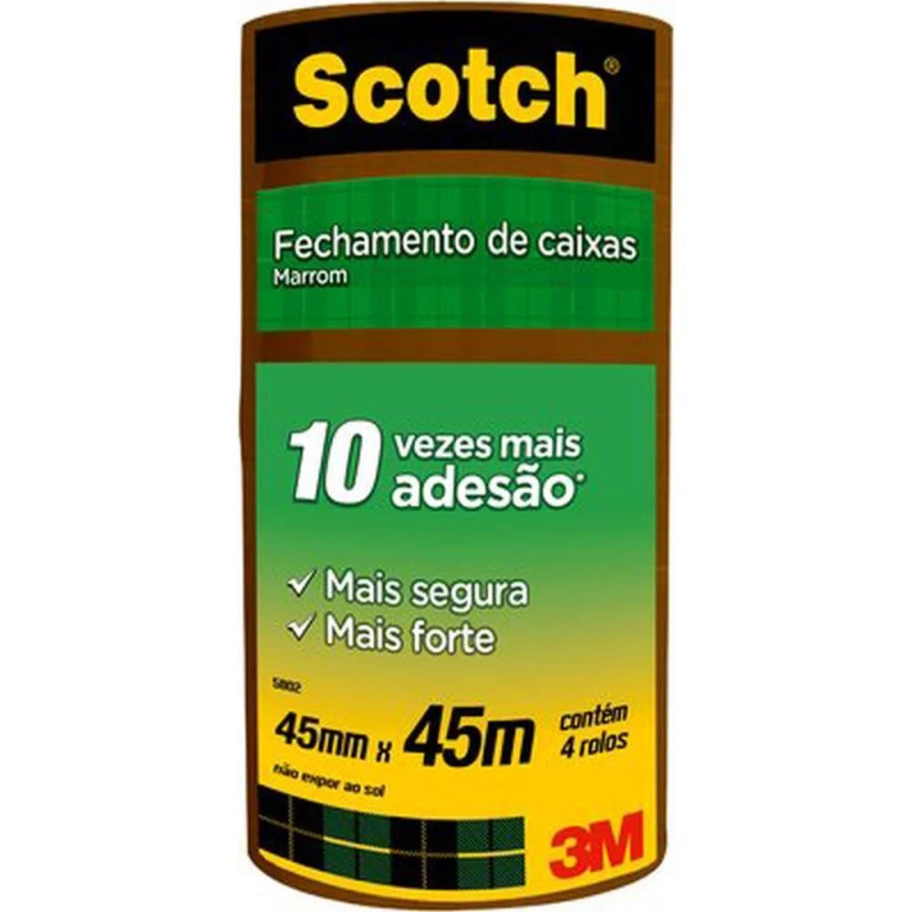Fita Para Empacotamento Scotch 5802 Marrom 45Mmx45M. 3M (Pct.c/04) - imagem 2