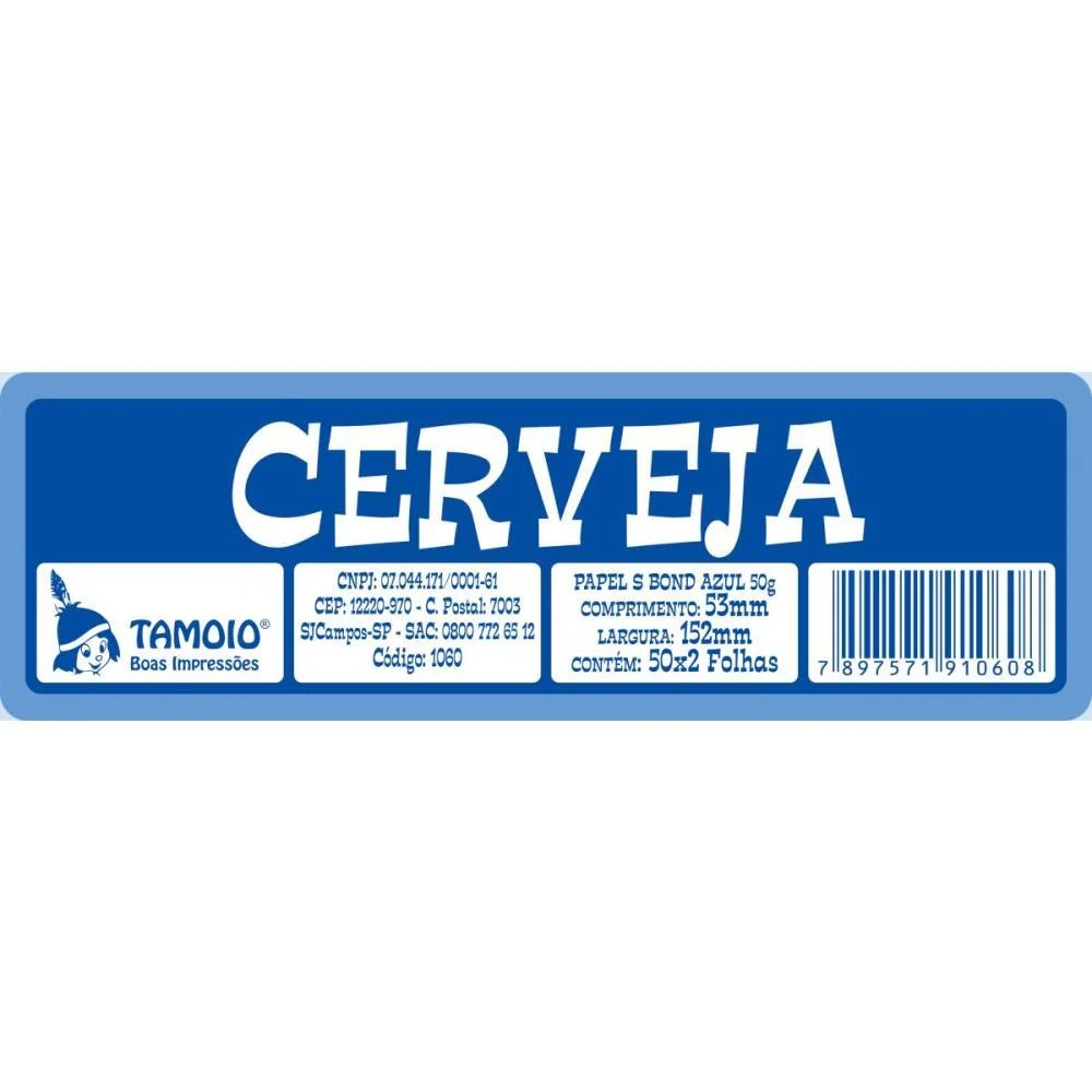 Impresso Talao Ficha Cerveja 50X2 75Mmx160Mm Tamoio (Pct.c/10) - imagem 3