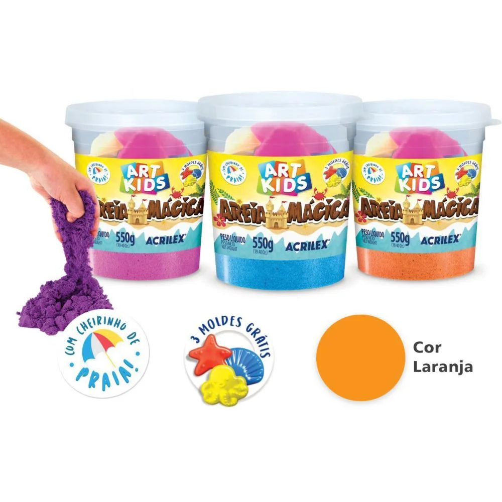 Massa Areia Areia Magica Laranja 550G C/Mo Acrilex (Pote) - imagem 3