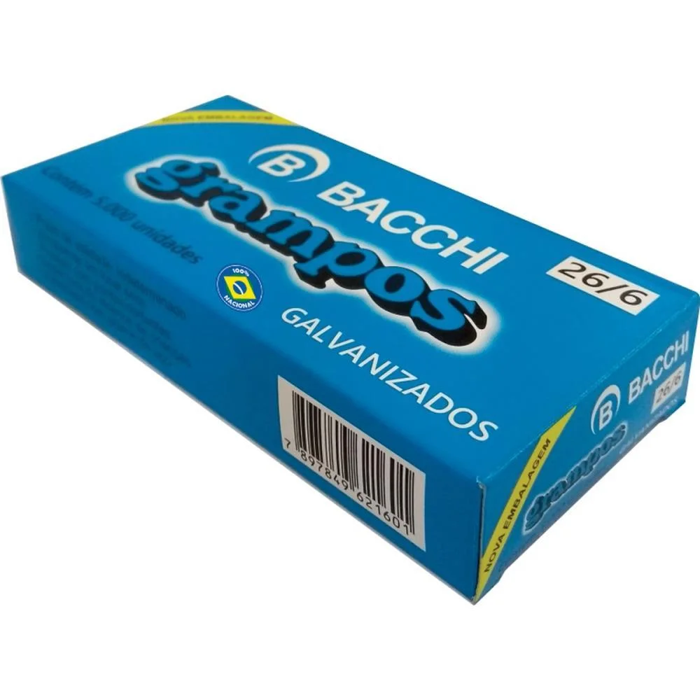 Grampo Para Grampeador 26/6 Galvanizado 5000 Grampos Bacchi (Caixa) - imagem 3