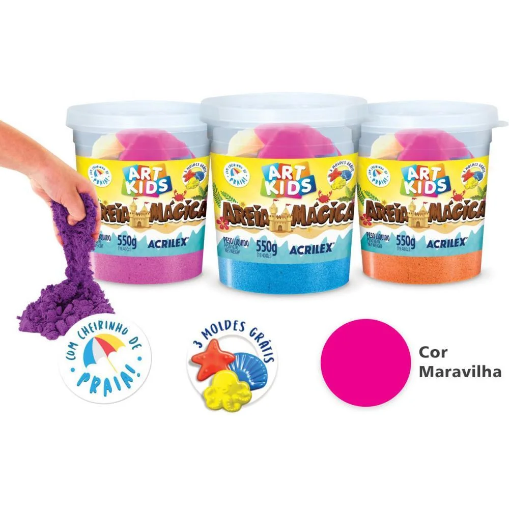 Massa Areia Areia Magica Maravilha 550G/Mo Acrilex (Pote) - imagem 3