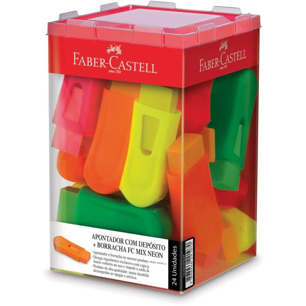 Borracha Colorida Fc Mix Neon C/Apontador Faber-Castell C/ 24 Unidades - imagem 2