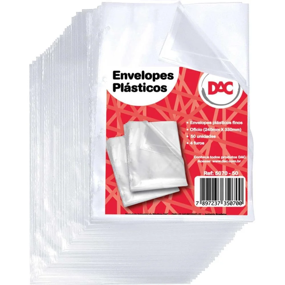Envelope Plastico A3 4Furos Medio 0,10Mm Dac (Pct C/50) - imagem 3