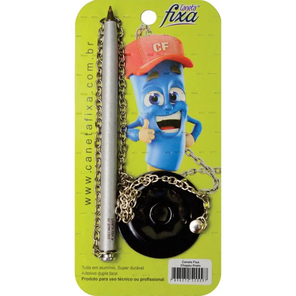 Caneta Para Balcao Chapeu Polida C/Suporte Preto Caneta Fixa - imagem 4
