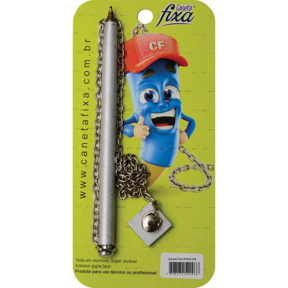 Caneta Para Balcao Chapeu Polida C/Suporte Branco Caneta Fixa - imagem 4
