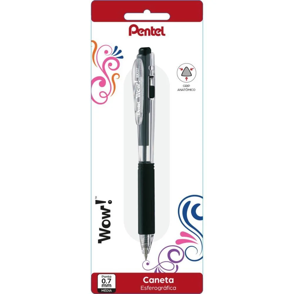 Caneta Esferografica Retratil Wow 0,7Mm Preta Pentel (Cx.c/12) - imagem 7