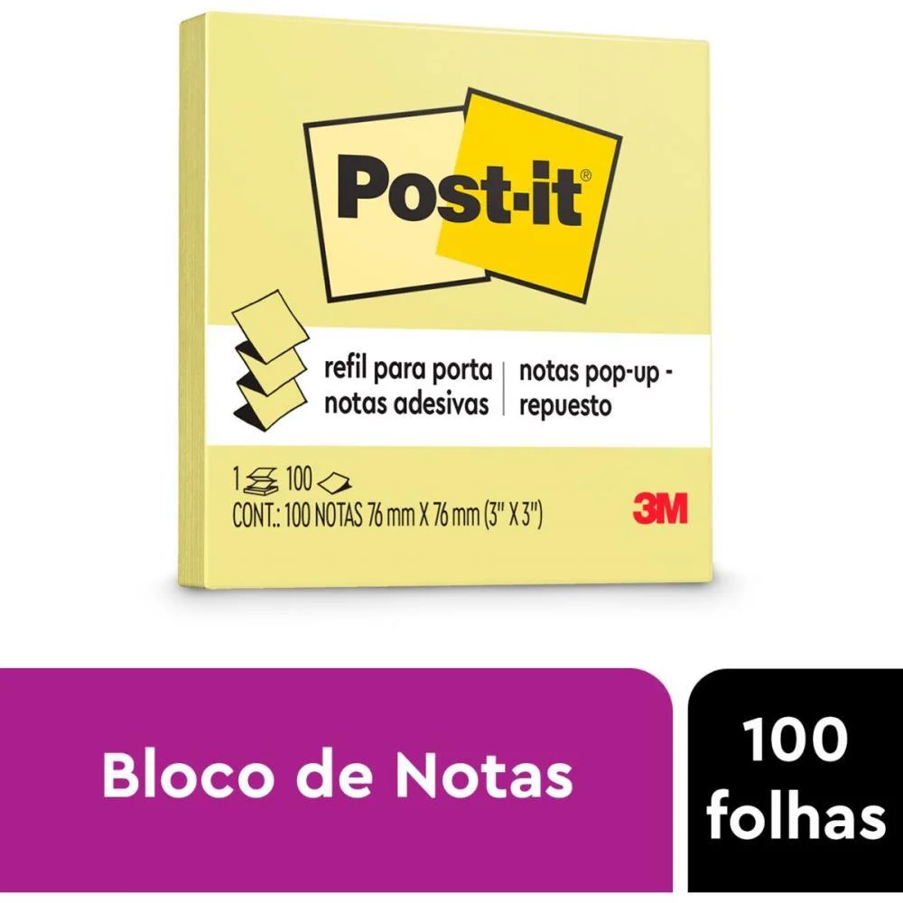 Bloco De Recado Post-It Pop Up Refil Rr330 76X76 Amar. 3M - imagem 8