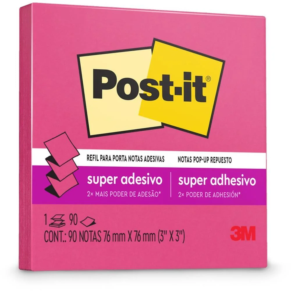 Bloco De Recado Post-It Pop Up Refil R330 76X76 Rosa 3M - imagem 3