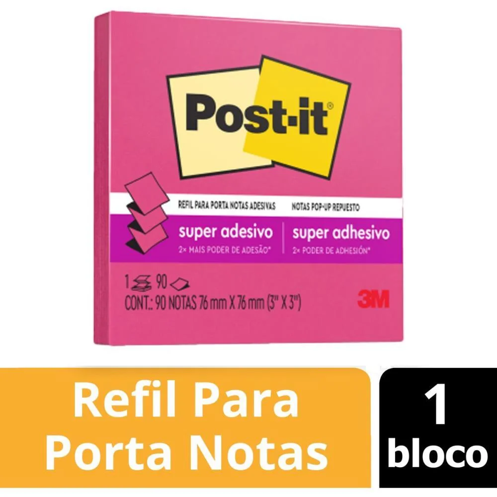 Bloco De Recado Post-It Pop Up Refil R330 76X76 Rosa 3M - imagem 9