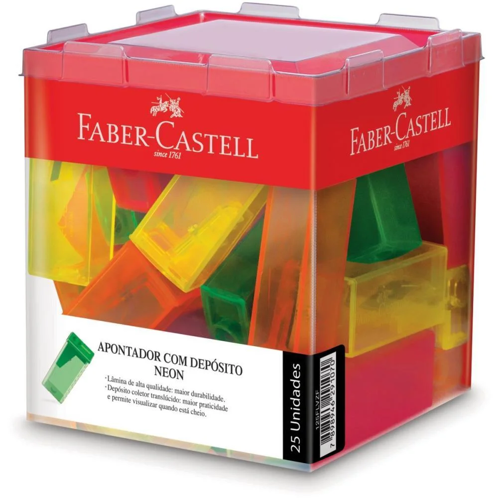 Apontador Com Deposito Transparente Cores Neon Faber-Castell (Dp.c/25) - imagem 3