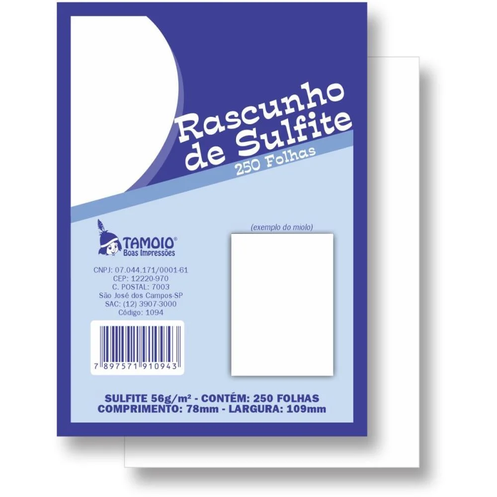 Bloco Para Rascunho Sulfite 80X110 250Fls. Tamoio (Pct.c/08) - imagem 3