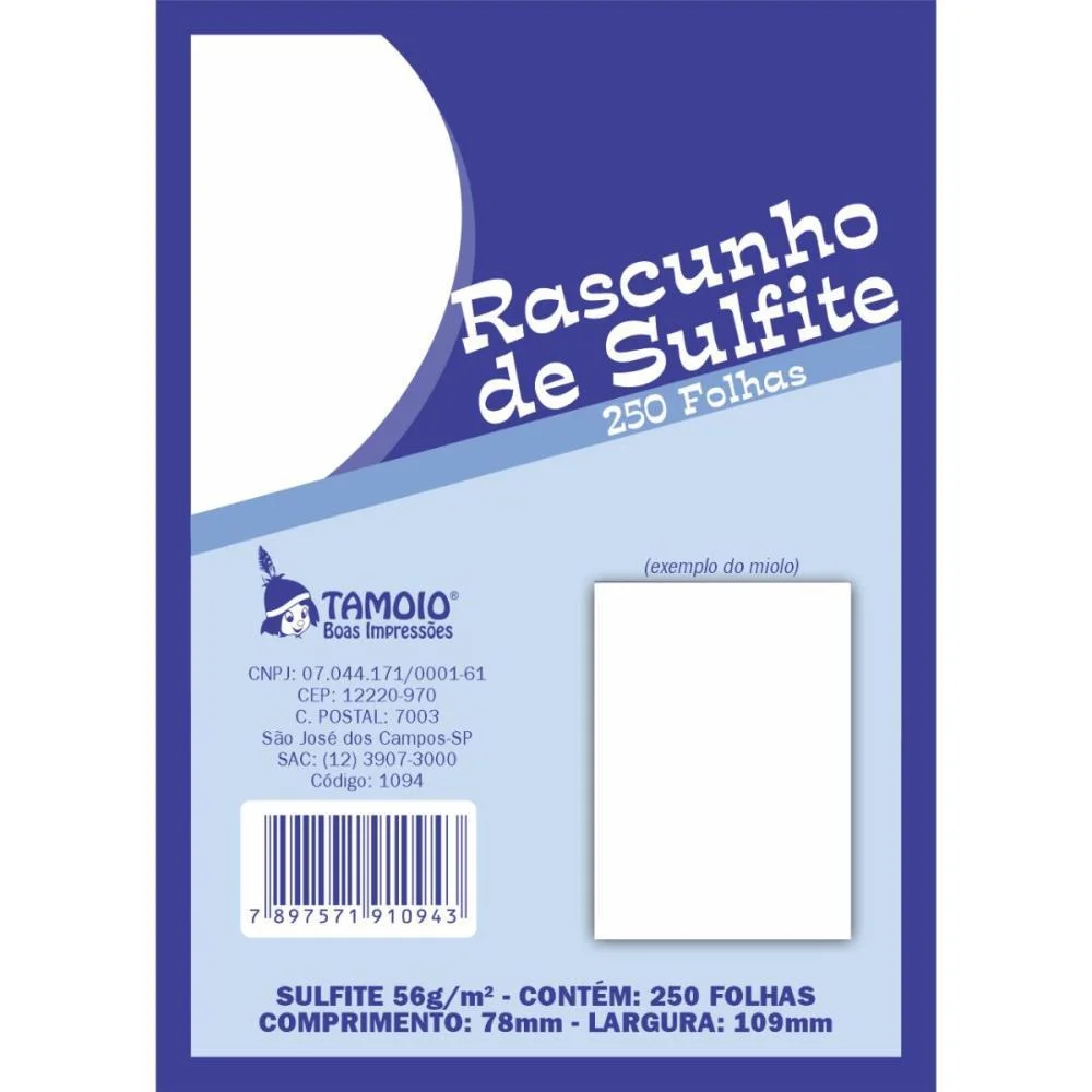 Bloco Para Rascunho Sulfite 80X110 250Fls. Tamoio (Pct.c/08) - imagem 4