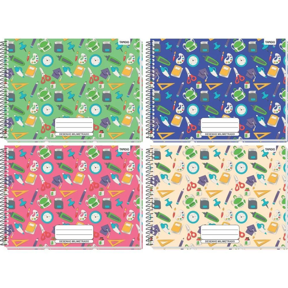 Caderno Desenho Milimetrado Decorado 48F Univ Espiral Cd Tamoio (Pct.c/04) - imagem 3