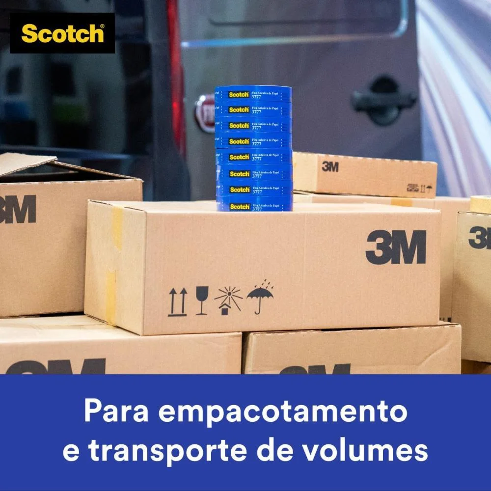 Fita Para Empacotamento Papel Liso 3777 24Mmx50M Marr. 3M (Pct.c/08) - imagem 5