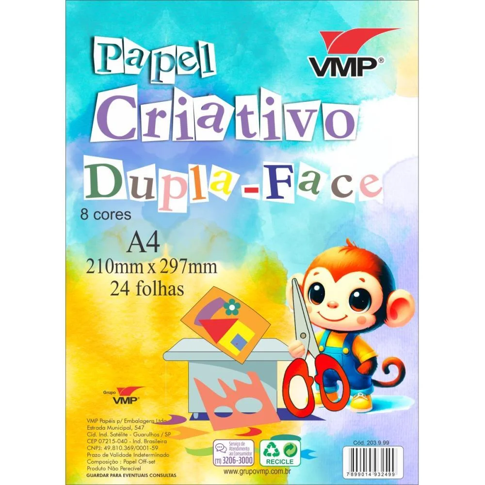 Bloco Para Educacao Artistica Dupla Face A4 C/8 24F 120G V.m.p. (Pacote) - imagem 2
