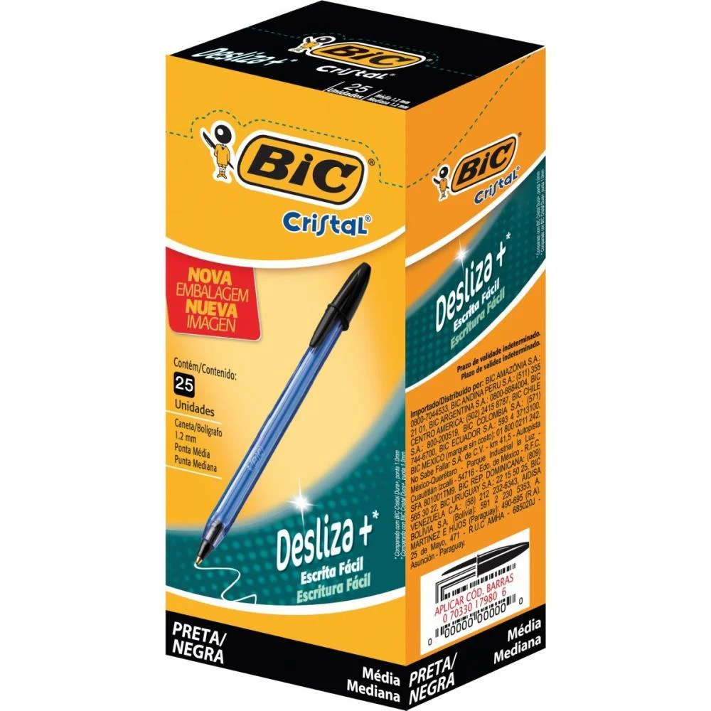 Caneta Esferografica Cristal Soft Preta Bic (Cx.c/25) - imagem 3
