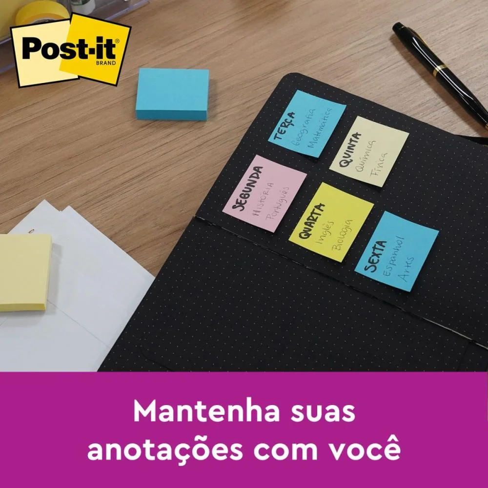 Bloco De Recado Post-It 653 Amarelo 38X50Mm C/100Fls 3M (Pct.c/04) - imagem 5