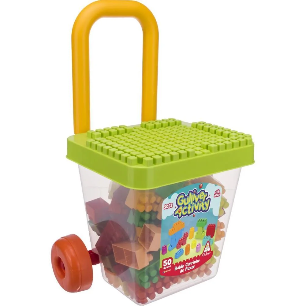 Brinquedo Para Montar Balde Carrinho De Puxar 50Pcs Gulliver - imagem 3