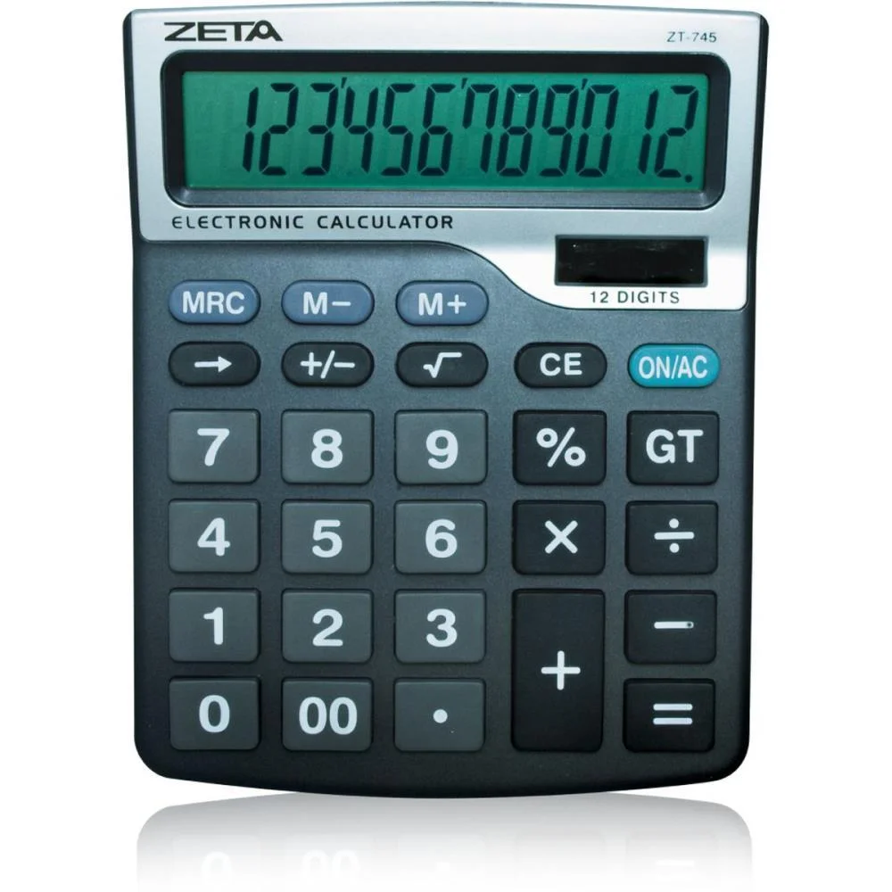 Calculadora De Mesa 12 Dig. Zeta Visor Grd Pr.sol Procalc - imagem 3