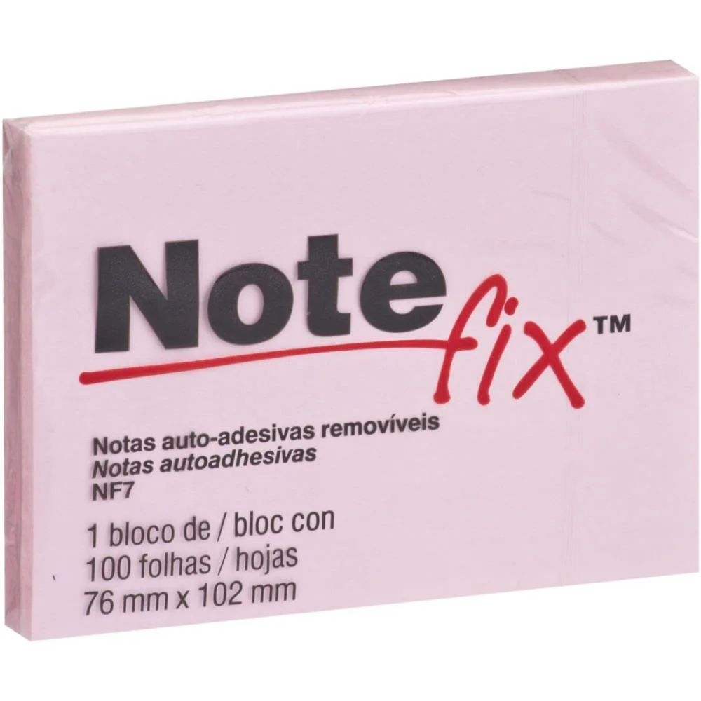Bloco De Recado Autoadesivo Notefix 100F.76Mmx102Mm Rosa 3M - imagem 3