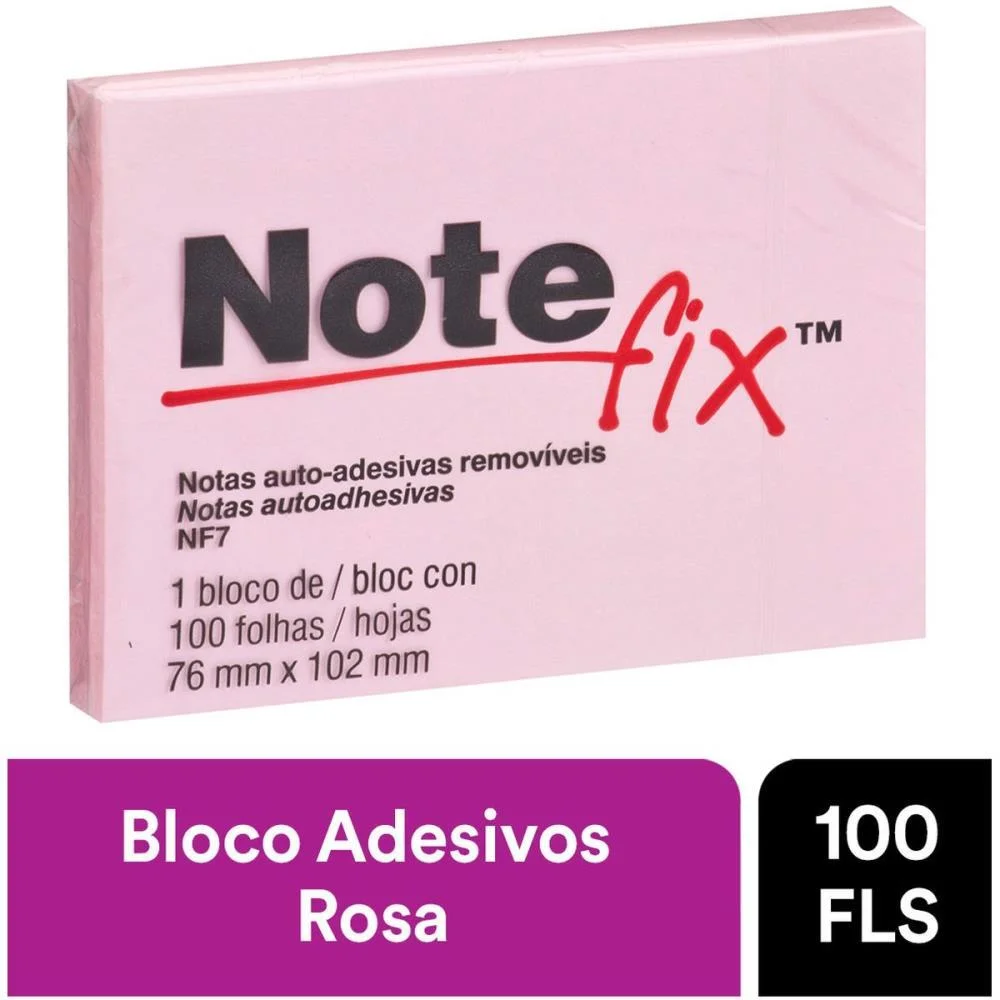 Bloco De Recado Autoadesivo Notefix 100F.76Mmx102Mm Rosa 3M - imagem 4