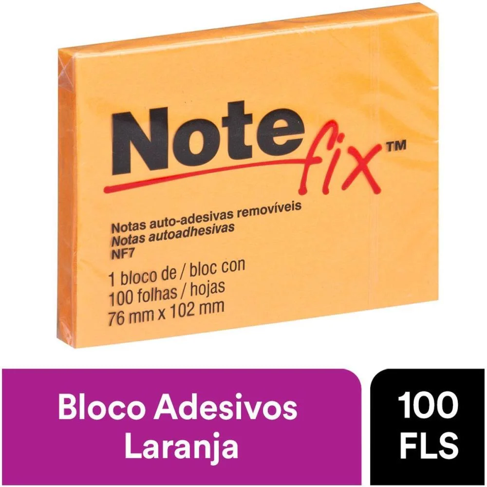 Bloco De Recado Autoadesivo Notefix 100F.76Mmx102Mm Laranj 3M - imagem 4