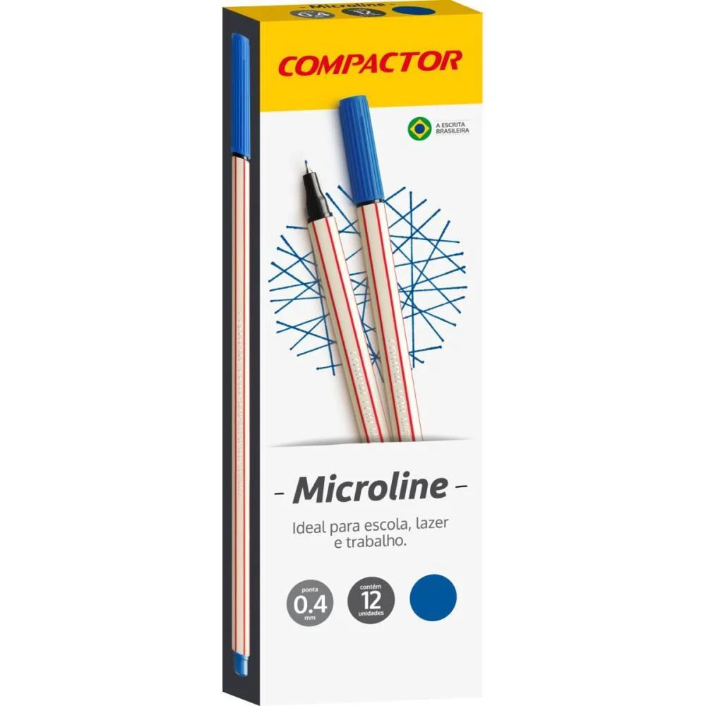 Caneta Com Ponta Porosa Microline 0,4Mm Azul Escuro Compactor (Cx.c/12) - imagem 2