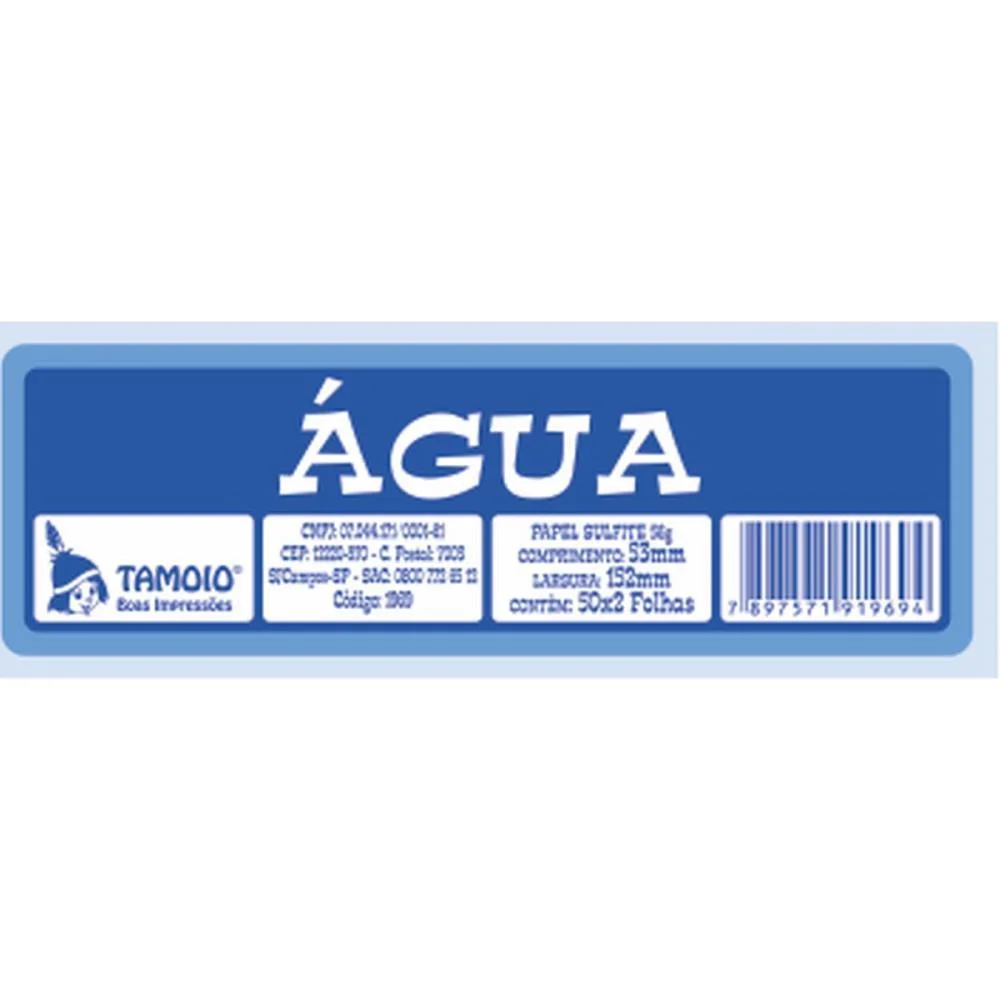 Impresso Talao Ficha Agua 50X2 53Mmx152Mm Tamoio (Pct.c/10) - imagem 3