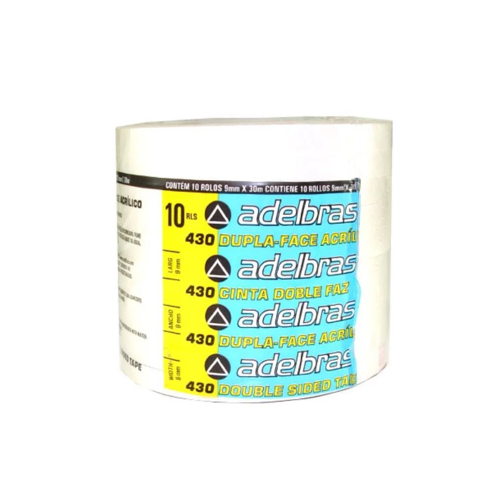 Fita Dupla Face Polipropileno 09Mmx30Mts. Adelbras (Pct.c/10) - imagem 3