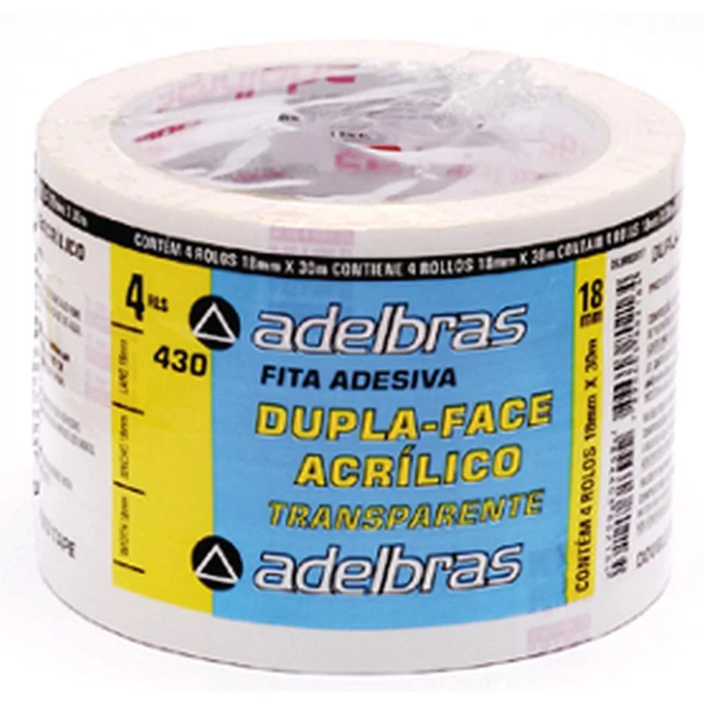 Fita Dupla Face Polipropileno 18Mmx30Mts. Adelbras (Pct.c/04) - imagem 2