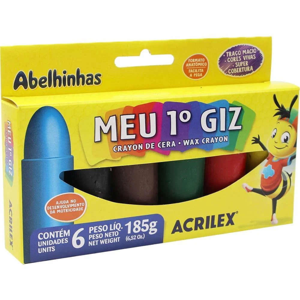 Giz De Cera Jumbo 06 Cores Meu 1 Giz De Cera Acrilex (Cx.c/03) - imagem 3